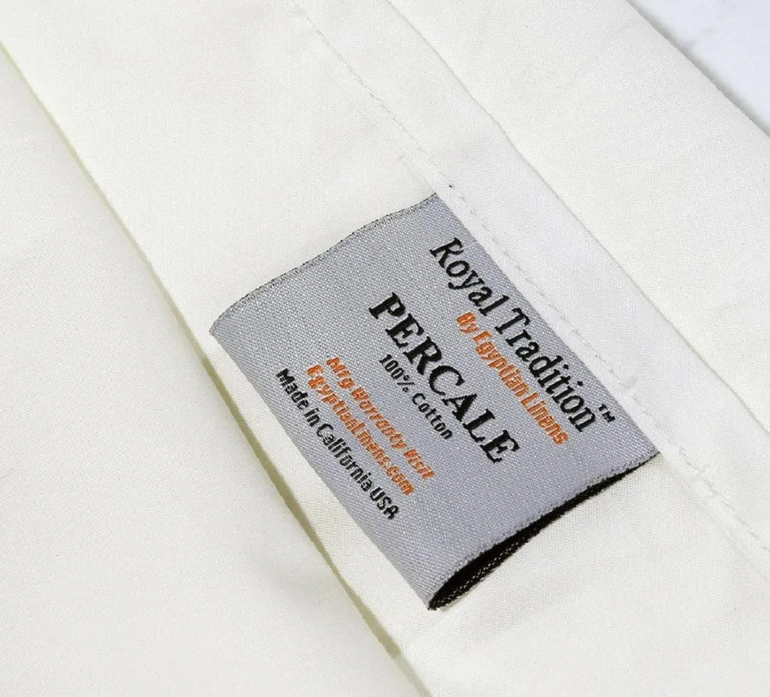 Royal Tradition Cool and Crisp Percale Cotton 2pc Pillowcase Set (Standard Size, Grey) Made in USA Breathable Classic Pillow Cases