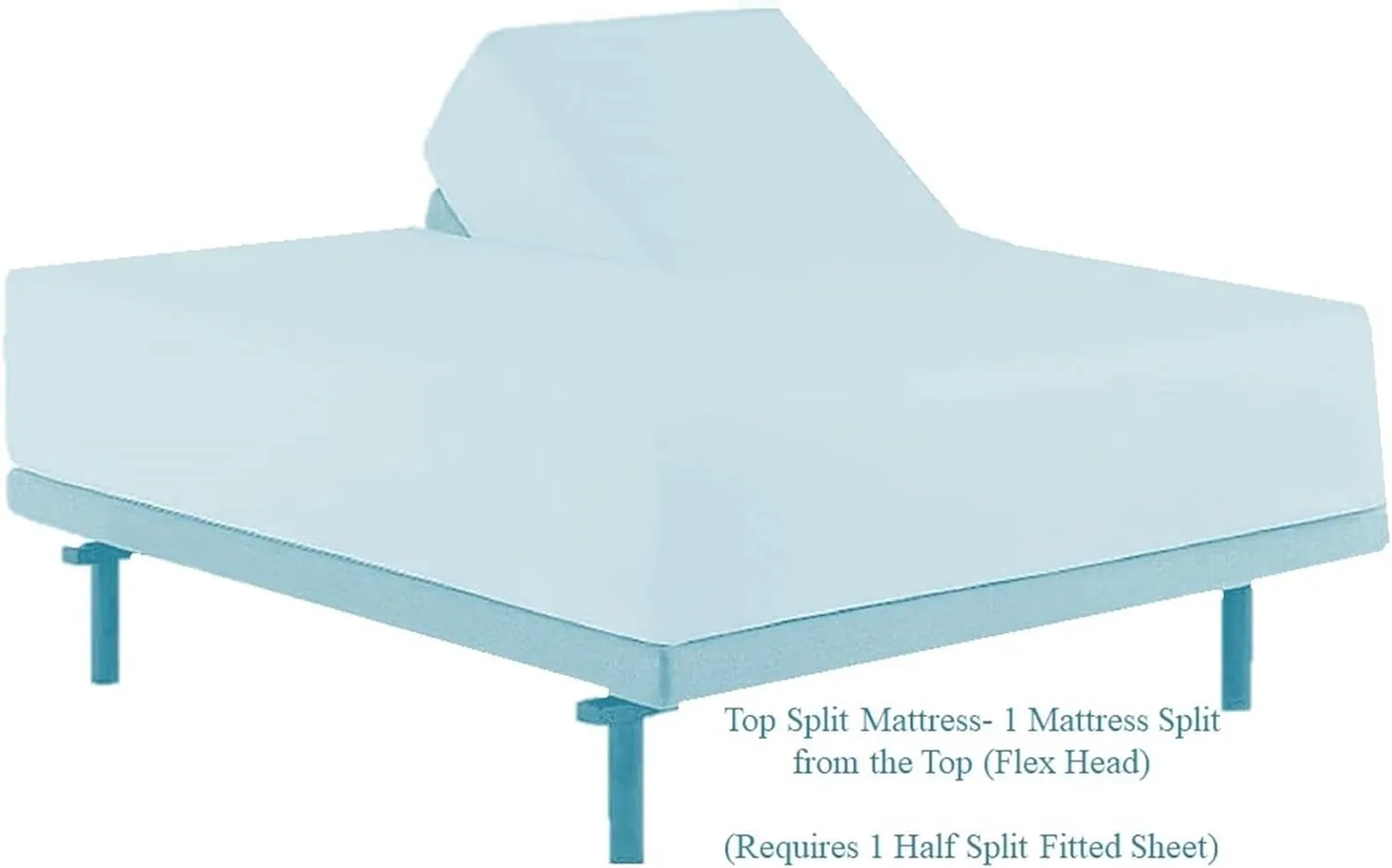 Royal Tradition Split Top King Sheet Set for Adjustable King Beds, 1000 Thread Count, 100% Cotton, Luxury Half Split (Split Head) King Sheets, Sea