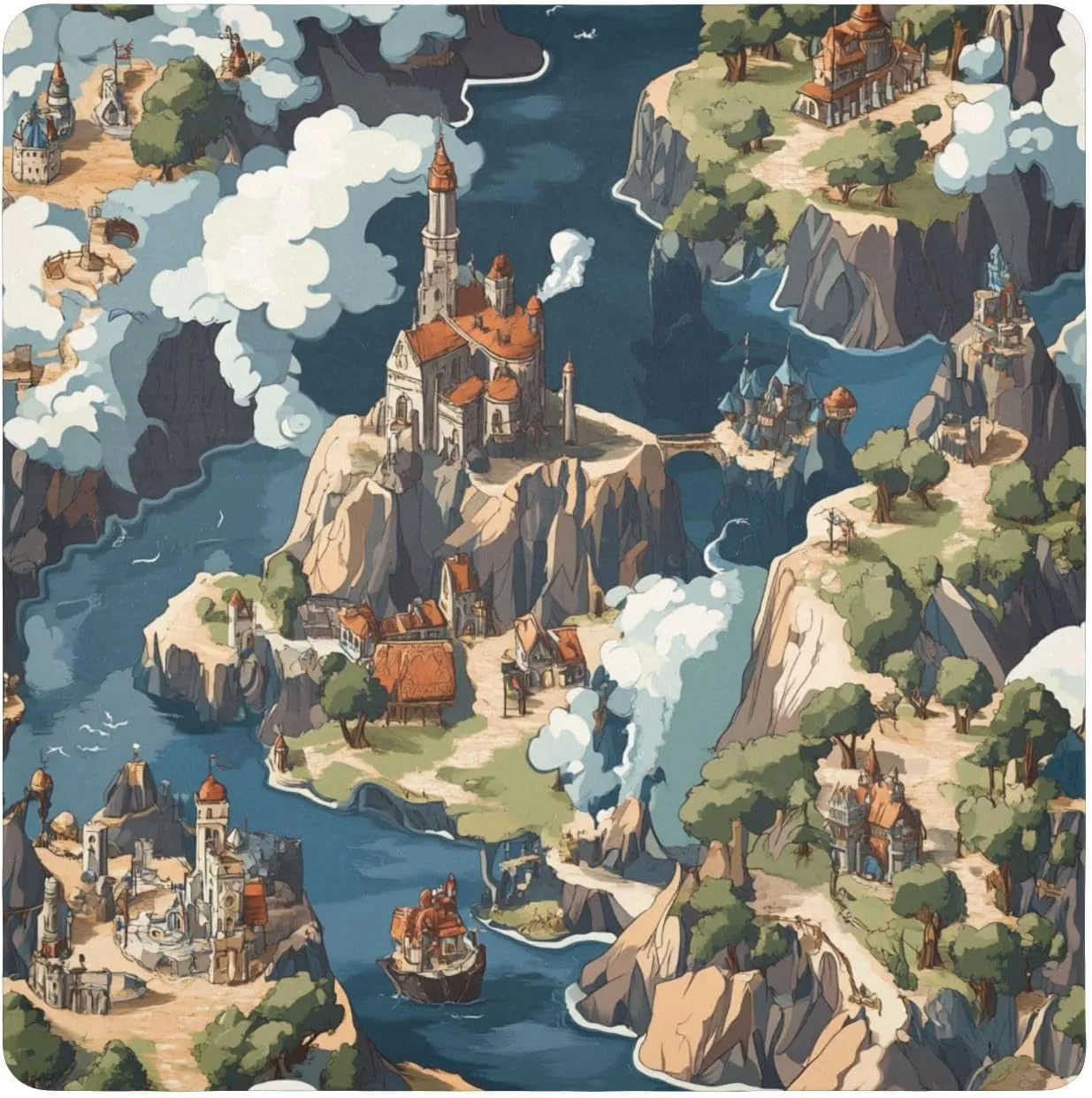 Rpg Battle Map Castle Makeup Travel Bag Cloth Magic Sticker Organizer Wrap 21.7 X 21.7 Wrapper For Organization