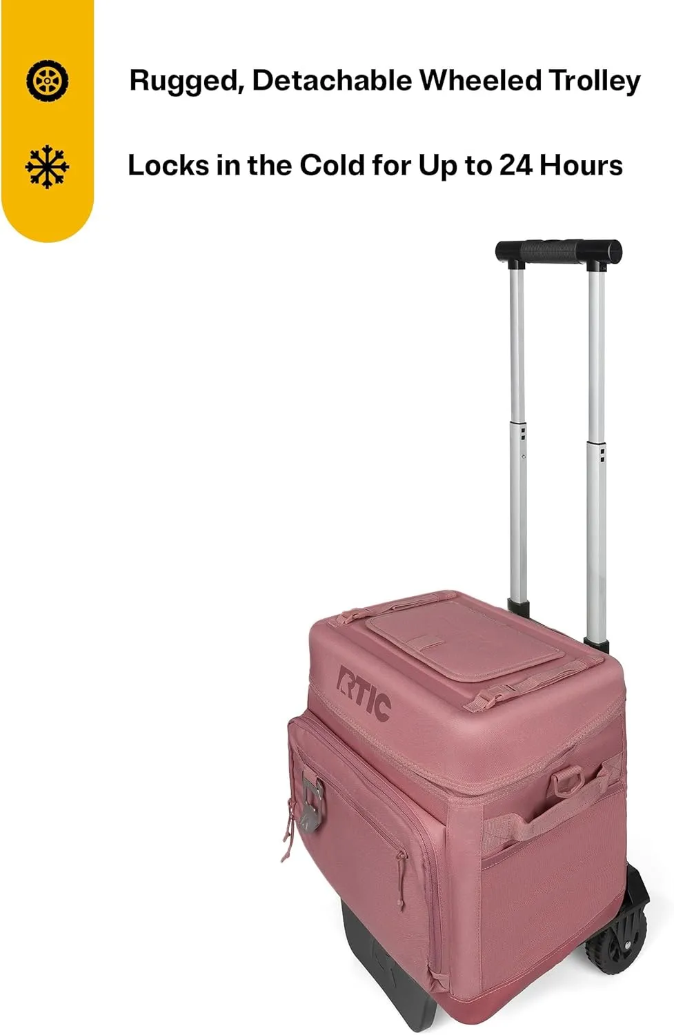 RTIC 40 Can Everyday Wheeled Cooler, Soft Sided Insulated Portable Rolling Collapsible Cooler Bag with Wheels and Handle for Outdoor, Beach, Camping, Sports, Travel, Leakproof