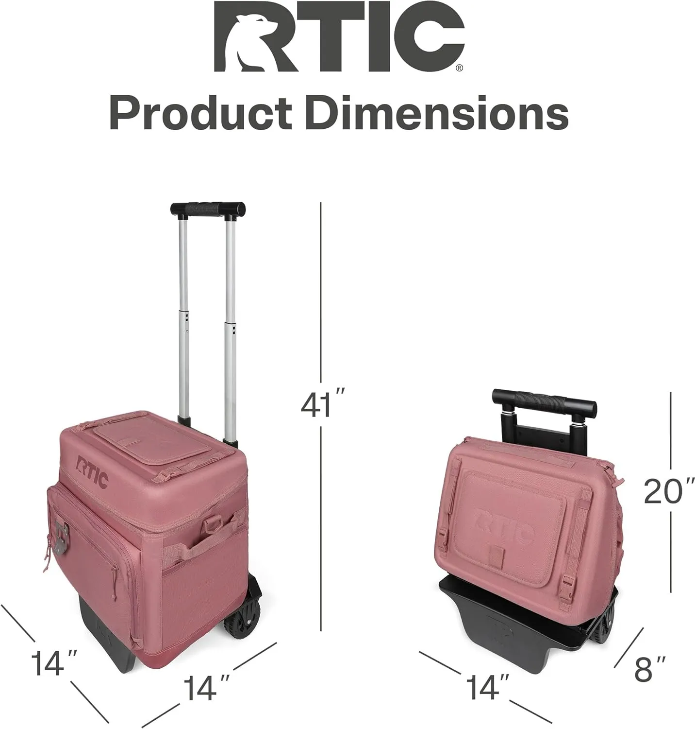 RTIC 40 Can Everyday Wheeled Cooler, Soft Sided Insulated Portable Rolling Collapsible Cooler Bag with Wheels and Handle for Outdoor, Beach, Camping, Sports, Travel, Leakproof