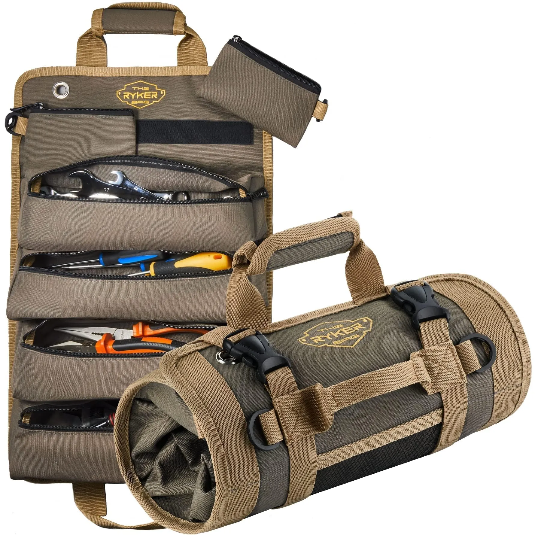 Ryker Bag Tool Organizers - Small Tool Bag W/Detachable Pouches, Heavy Duty Roll Up Tool Bag Organizer - 6 Tool Pouches