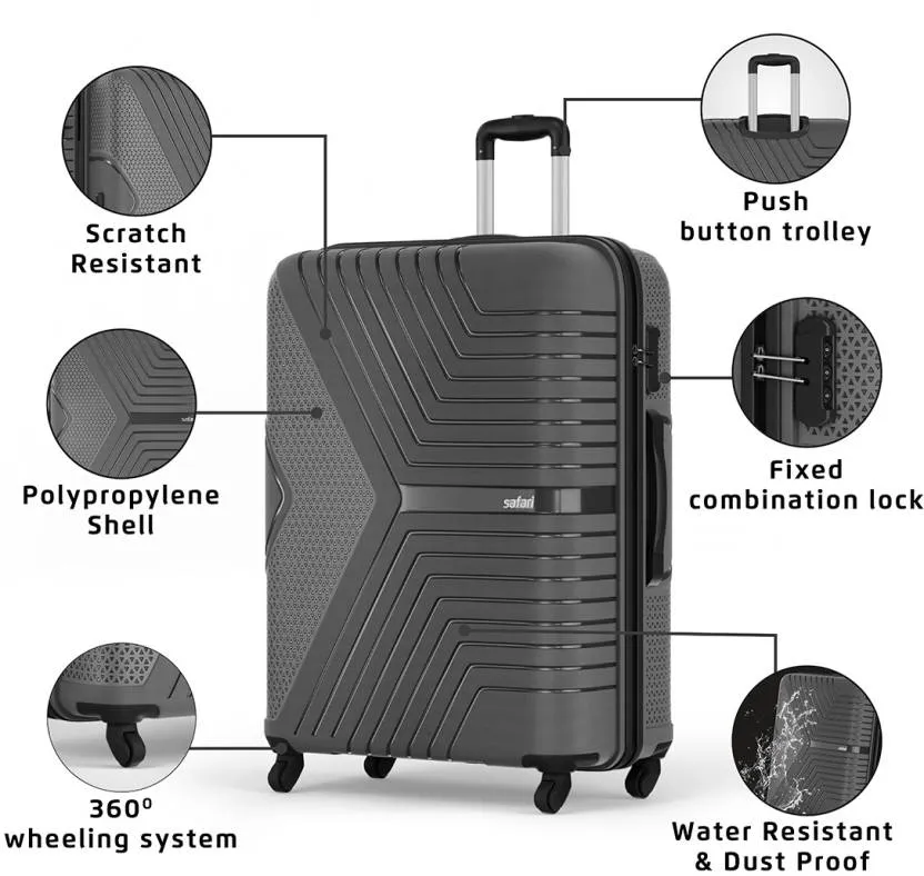 Safari Zeno 4 Wheeled 3PC Luggage Set (22/26/30")
