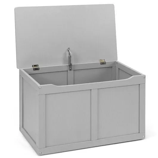Safety Hinge Wooden Chest Organizer Toy Storage Box-Gray - Color: Gray
