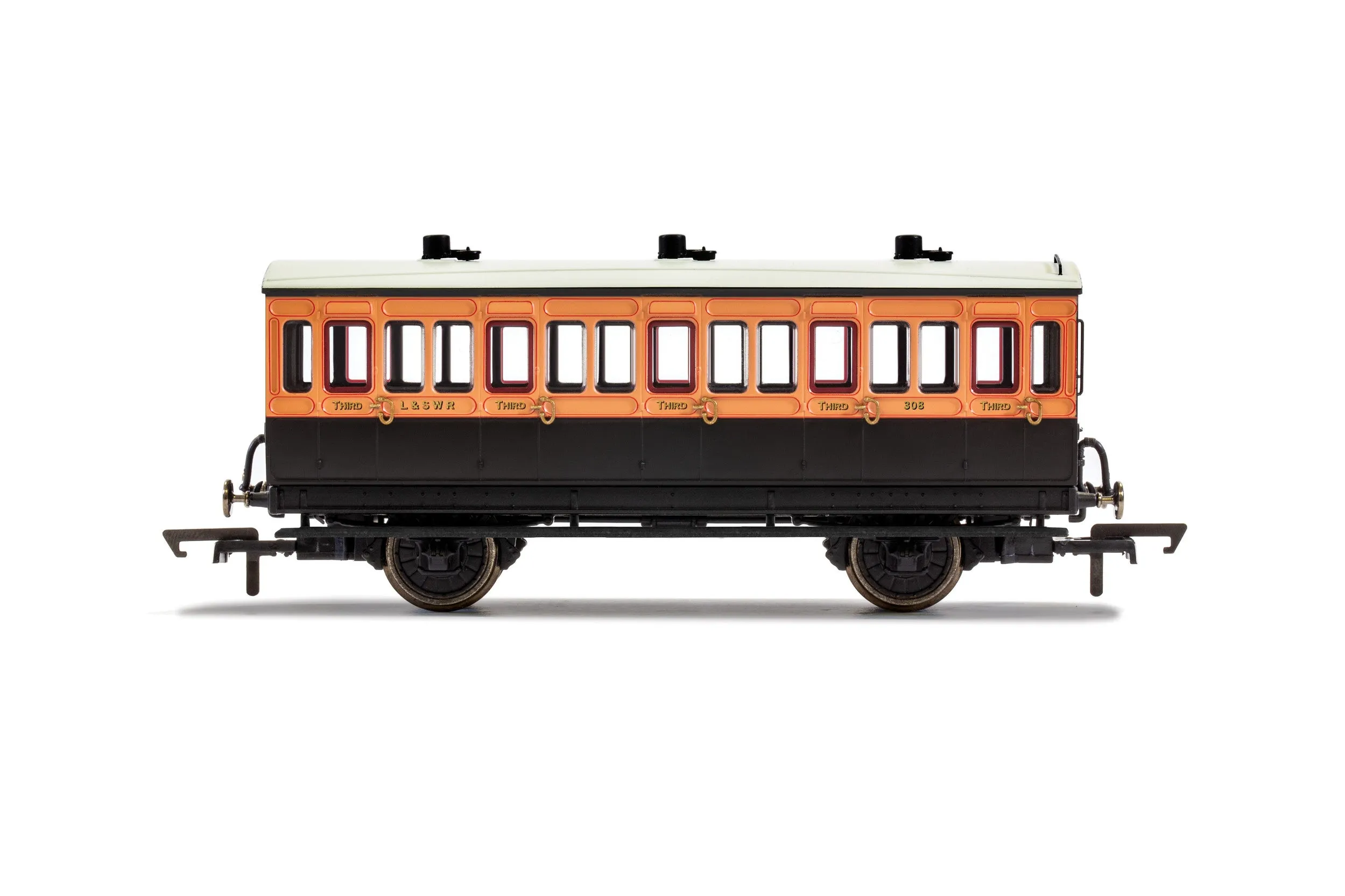 SALE - LSWR, 4 Wheel Coach, 3rd Class, Fitted Lights, 308 - Era 2