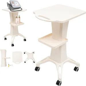 Salon Trolley Cart - ABS Material Mobile Trolley Stand Medical Rolling Carts for Ultrasonic Cavitation RF Machine Manicure Spa Shelf (Standard White)