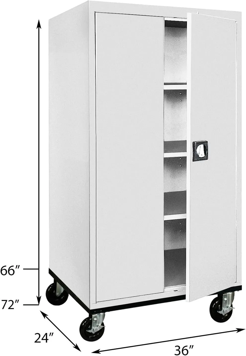 Sandusky Lee TA3R362466-05 Transport Series Metal Storage Cabinet with Wheels, Adjustable Shelves, 200lb Capacity, 24" Depth x 36" Width x 72" Height, Dove Gray