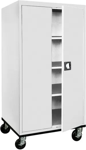 Sandusky Lee TA3R362466-05 Transport Series Metal Storage Cabinet with Wheels, Adjustable Shelves, 200lb Capacity, 24" Depth x 36" Width x 72" Height, Dove Gray