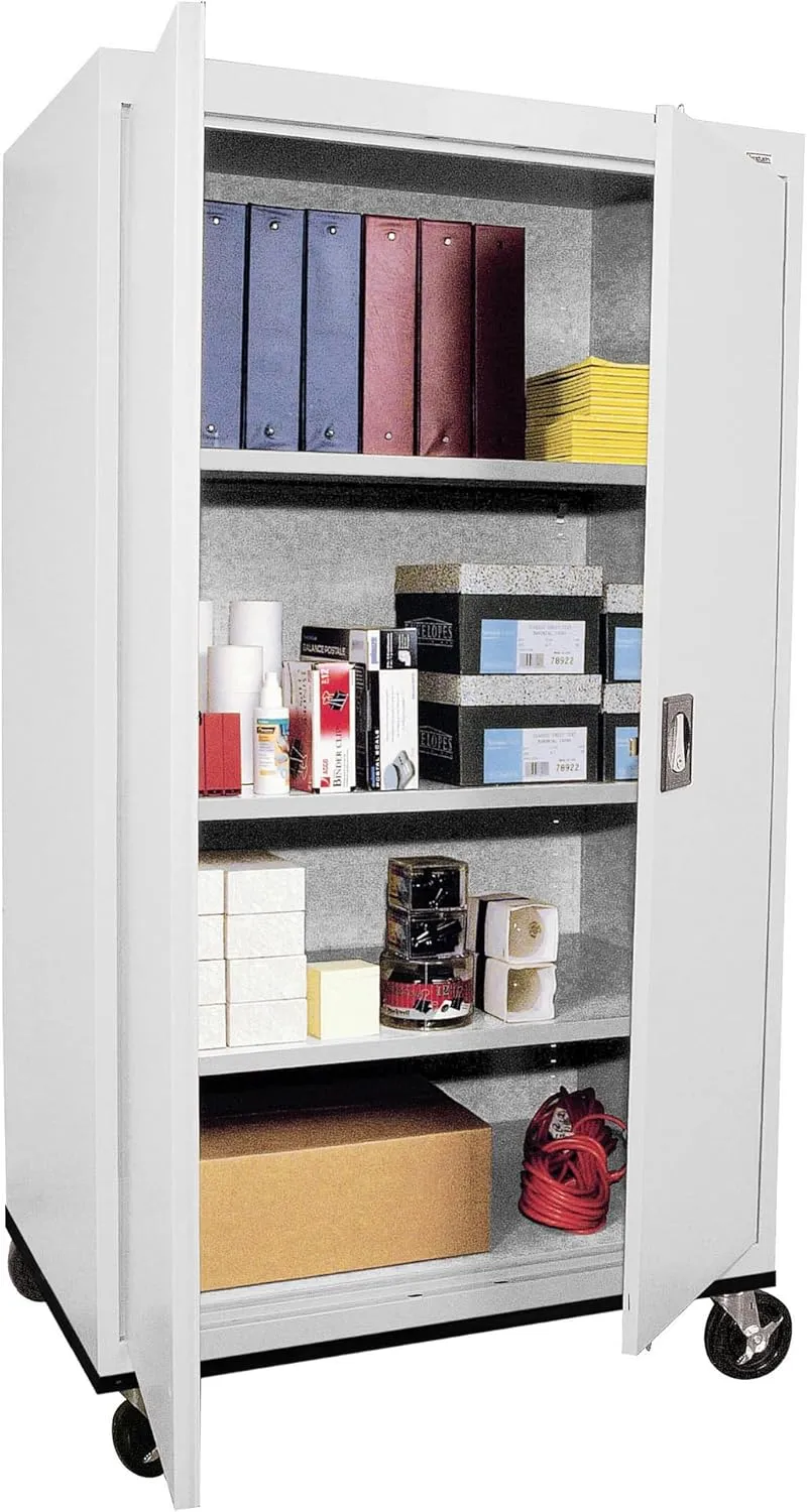 Sandusky Lee TA3R362466-05 Transport Series Metal Storage Cabinet with Wheels, Adjustable Shelves, 200lb Capacity, 24" Depth x 36" Width x 72" Height, Dove Gray