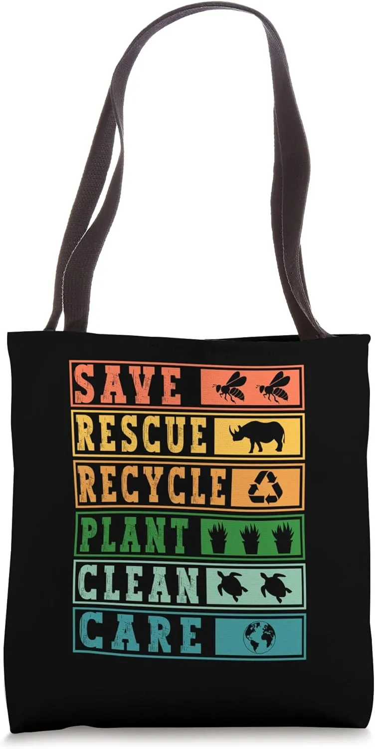 Save Bees Rescue Recycle Plant Earth Day Environmentalist Tote Bag