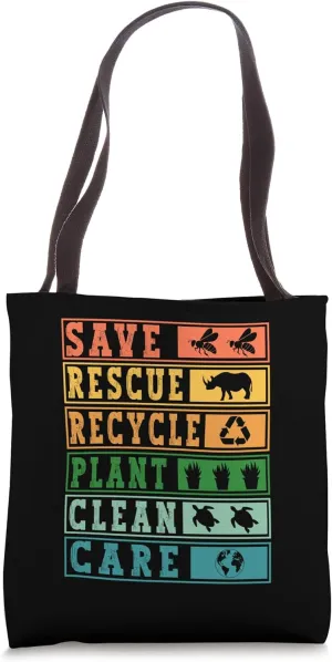 Save Bees Rescue Recycle Plant Earth Day Environmentalist Tote Bag