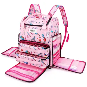 SAVILAND Polish Organizer Bag: 33L Large Organizers and Storage Holds 80 Bottles (15ml/0.5 fl.oz) & Lamp, Portable Carrying Case Supply Storage for Nail Tech
