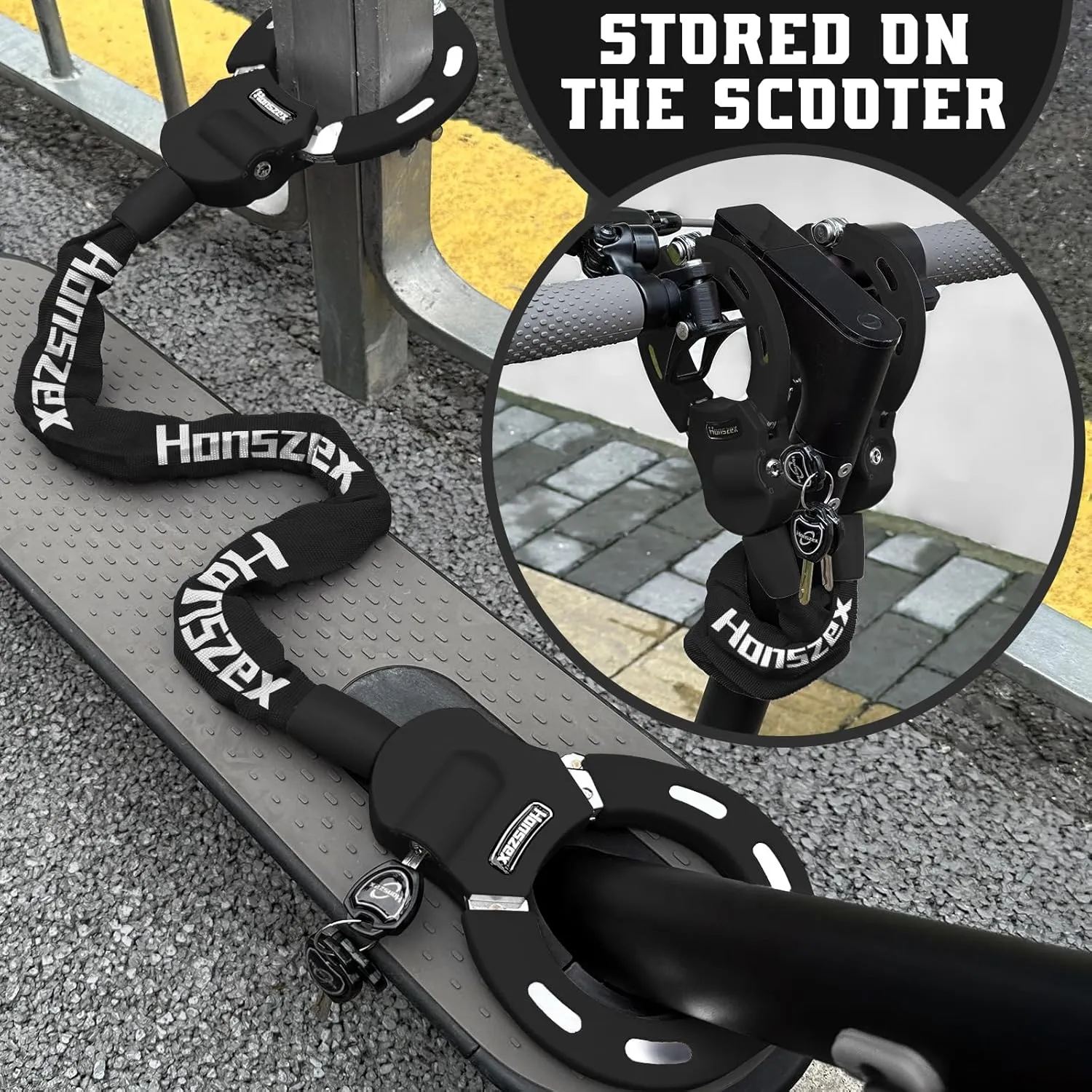 Scooter Lock, Bike Locks High Security with Key, 36.22inch Heavy Duty Bike Lock Chain, Accessories for Electric Scooter
