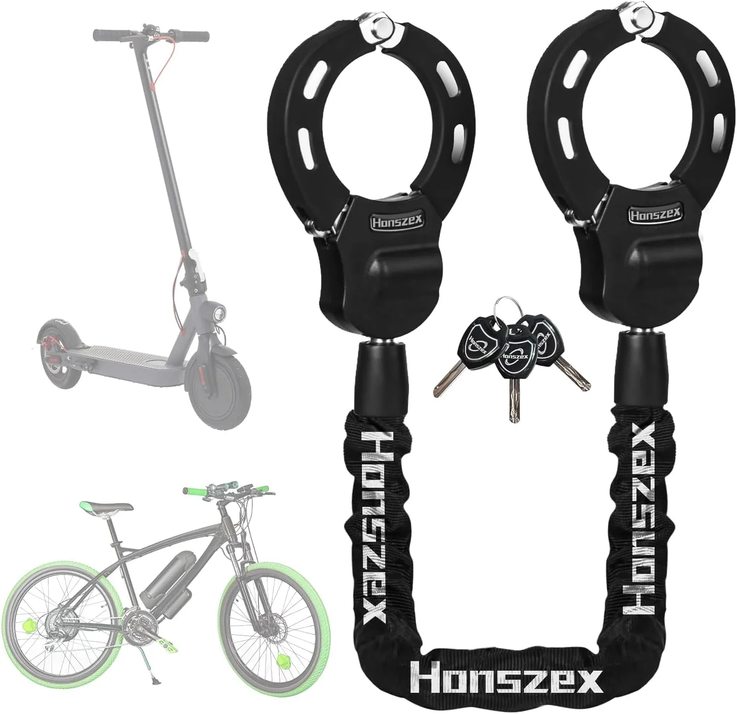 Scooter Lock, Bike Locks High Security with Key, 36.22inch Heavy Duty Bike Lock Chain, Accessories for Electric Scooter