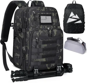 SDYSM Camera Backpack Bag Professional for DSLR/SLR Mirrorless Camera Waterproof 15.6 inch Tactical Camera Bags for Photographers with Rain Cover, Tripod Holder, Small Bag Photography Backpack Case