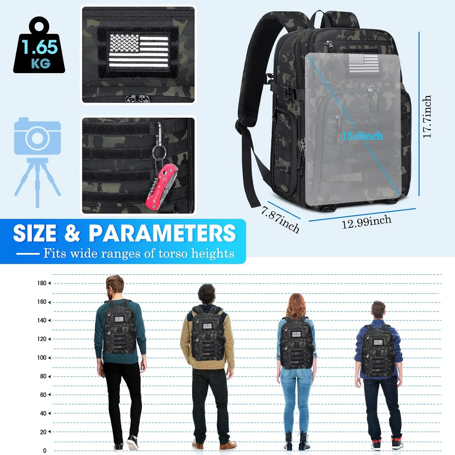 SDYSM Camera Backpack Bag Professional for DSLR/SLR Mirrorless Camera Waterproof 15.6 inch Tactical Camera Bags for Photographers with Rain Cover, Tripod Holder, Small Bag Photography Backpack Case