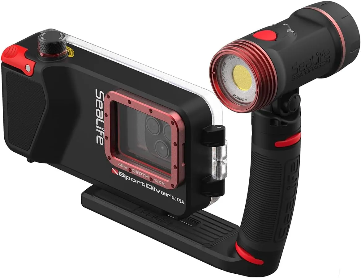 SeaLife SportDiver Ultra Underwater Smartphone Scuba Housing & Sea Dragon 2500 Lumen Light, Waterproof Photography, Easy Camera Controls, Fits Most Phones
