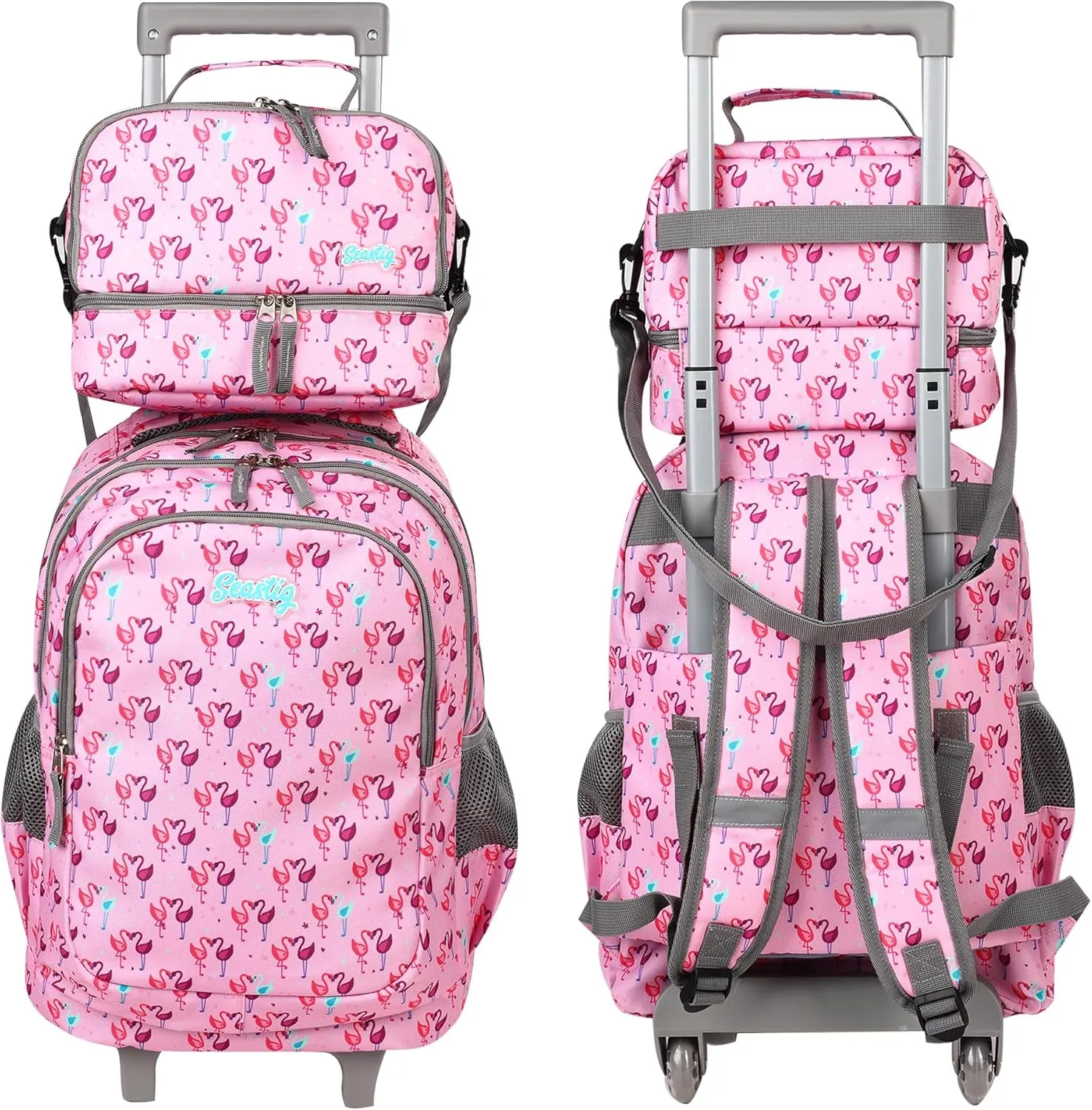 seastig Rolling Backpack Girls Boys 18in Wheeled Backpack Kids Backpack with Wheels School Travel Bag