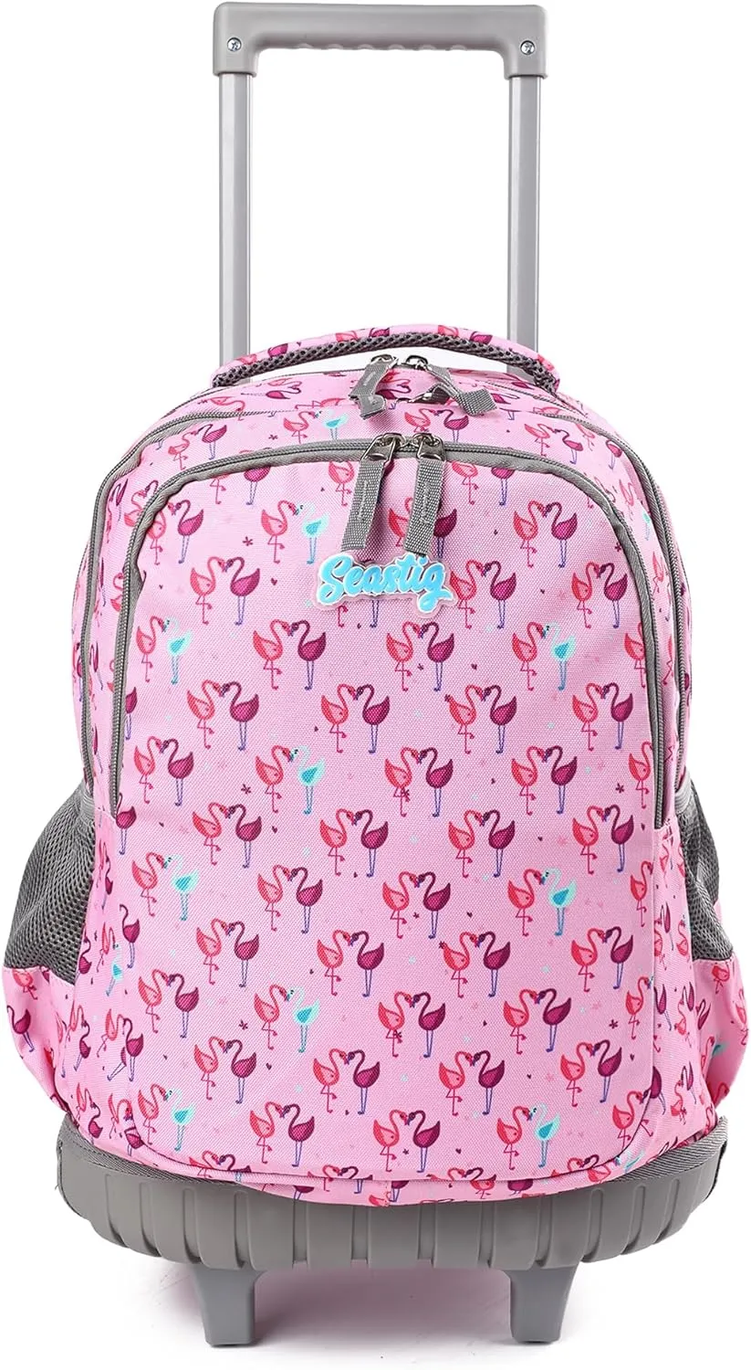 seastig Rolling Backpack Girls Boys 18in Wheeled Backpack Kids Backpack with Wheels School Travel Bag