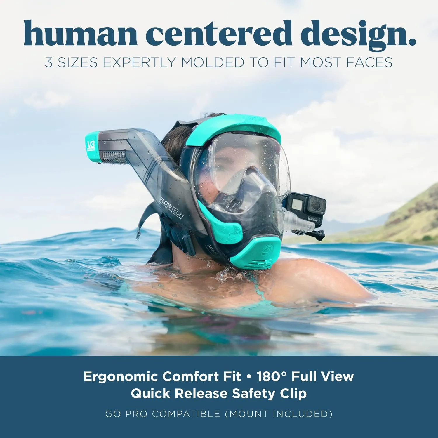 Seaview 180 V3 Full Face Snorkel Mask Adult- The V3 is The Perfect Snorkeling Gear for Adults- Snorkel Mask with 180 Panoramic Viewing and Up to 600% Easier Breathing- Patented Flowtech Air Intake