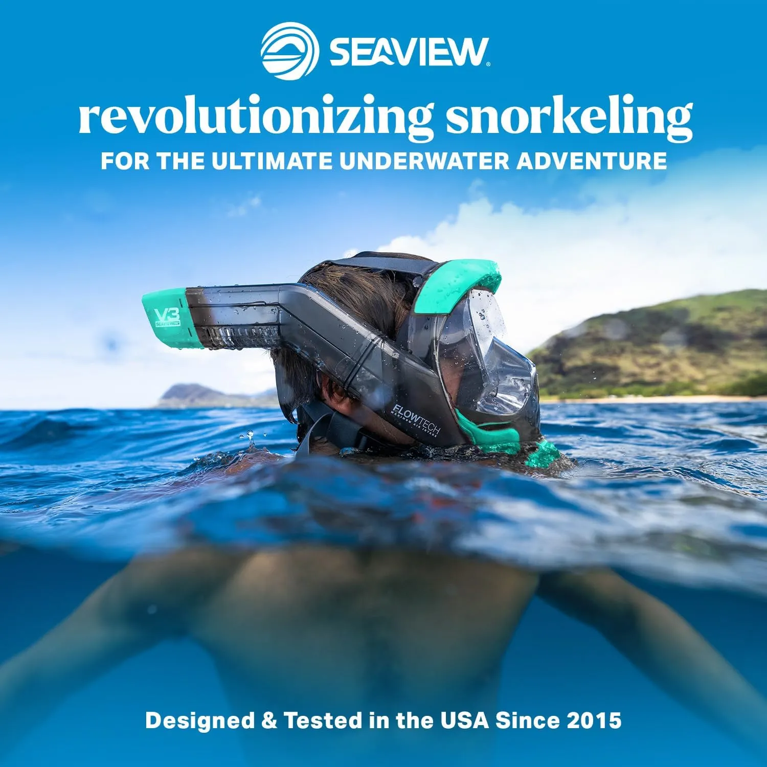 Seaview 180 V3 Full Face Snorkel Mask Adult- The V3 is The Perfect Snorkeling Gear for Adults- Snorkel Mask with 180 Panoramic Viewing and Up to 600% Easier Breathing- Patented Flowtech Air Intake