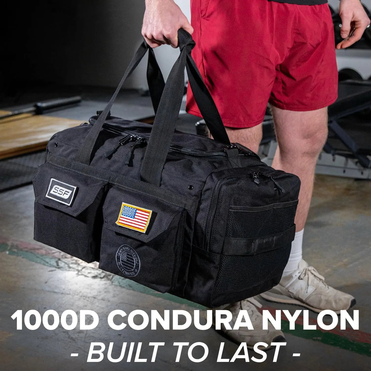 Serious Steel Fitness Heavy Duty 1000D Nylon Duffel Gym Bag (Mid BUD - Black)