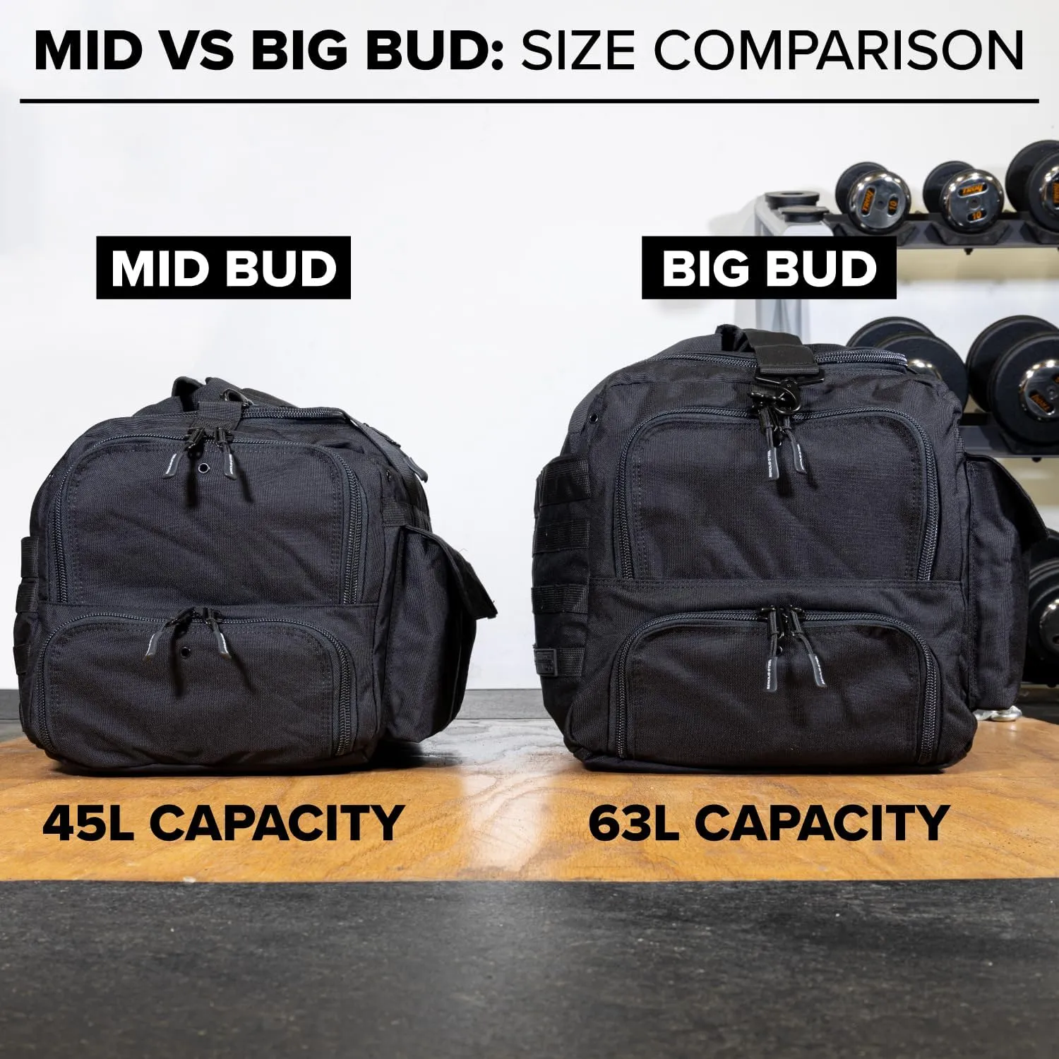 Serious Steel Fitness Heavy Duty 1000D Nylon Duffel Gym Bag (Mid BUD - Black)