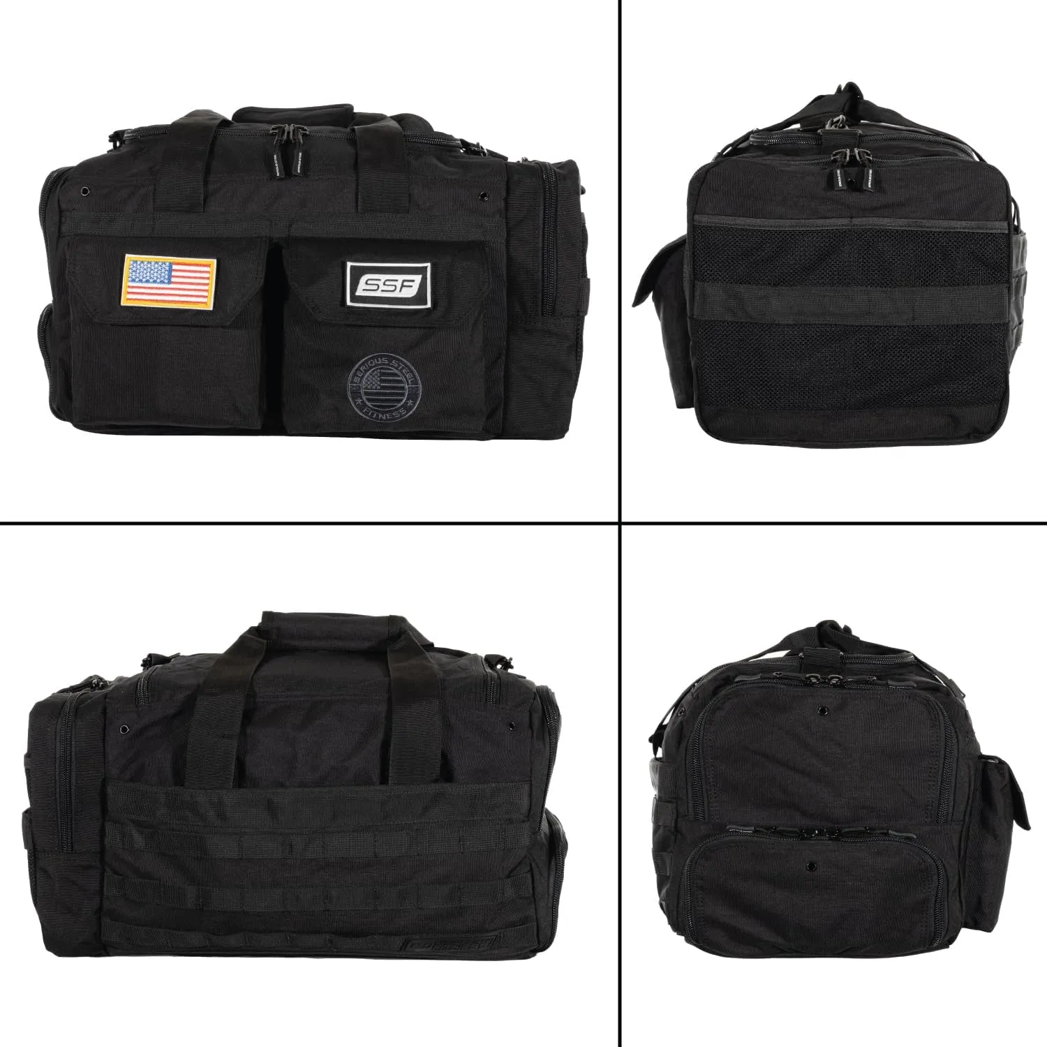 Serious Steel Fitness Heavy Duty 1000D Nylon Duffel Gym Bag (Mid BUD - Black)