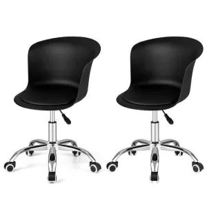 Set of 2 Office Desk Chair with Ergonomic Backrest and Soft Padded PU Leather Se