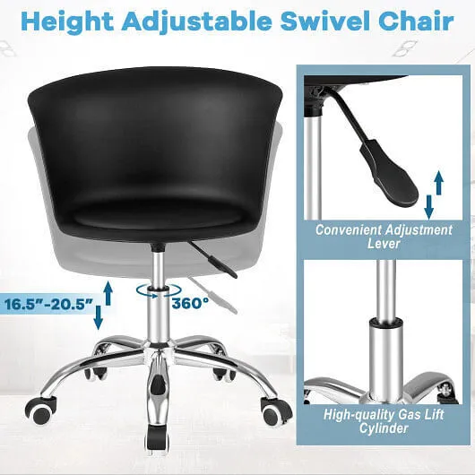 Set of 2 Office Desk Chair with Ergonomic Backrest and Soft Padded PU Leather Se