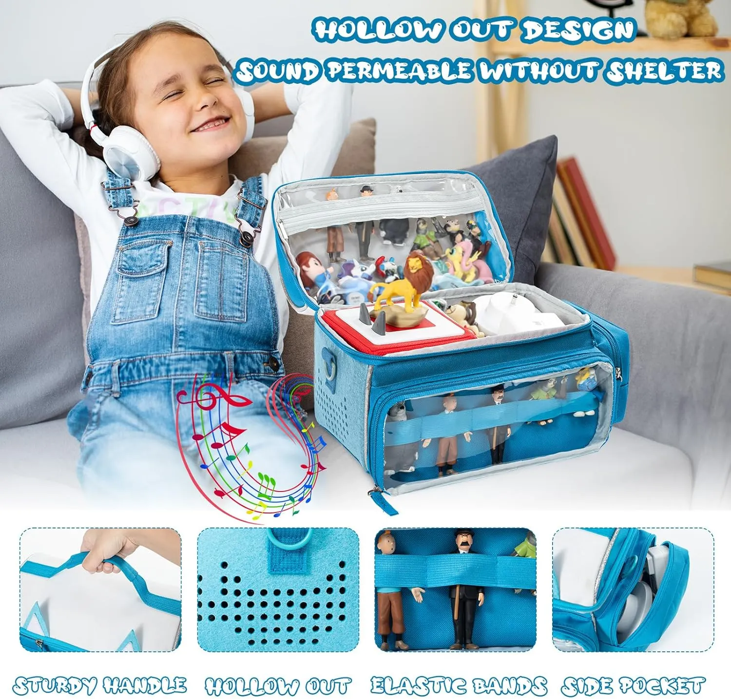 SFYBYHEART Carrying Case Compatible with Toniebox Starter Set, Tonis Figures, Tonis Characters, Cute Tony Case, Tonis Storage and Organizer with Shoulder Strap