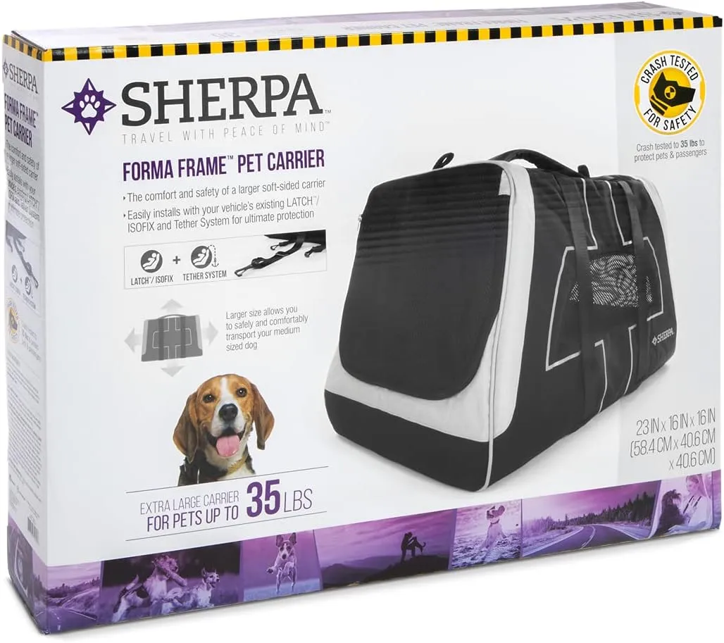Sherpa Forma Frame Crash-Tested Travel Pet Carrier - Black, Extra Large