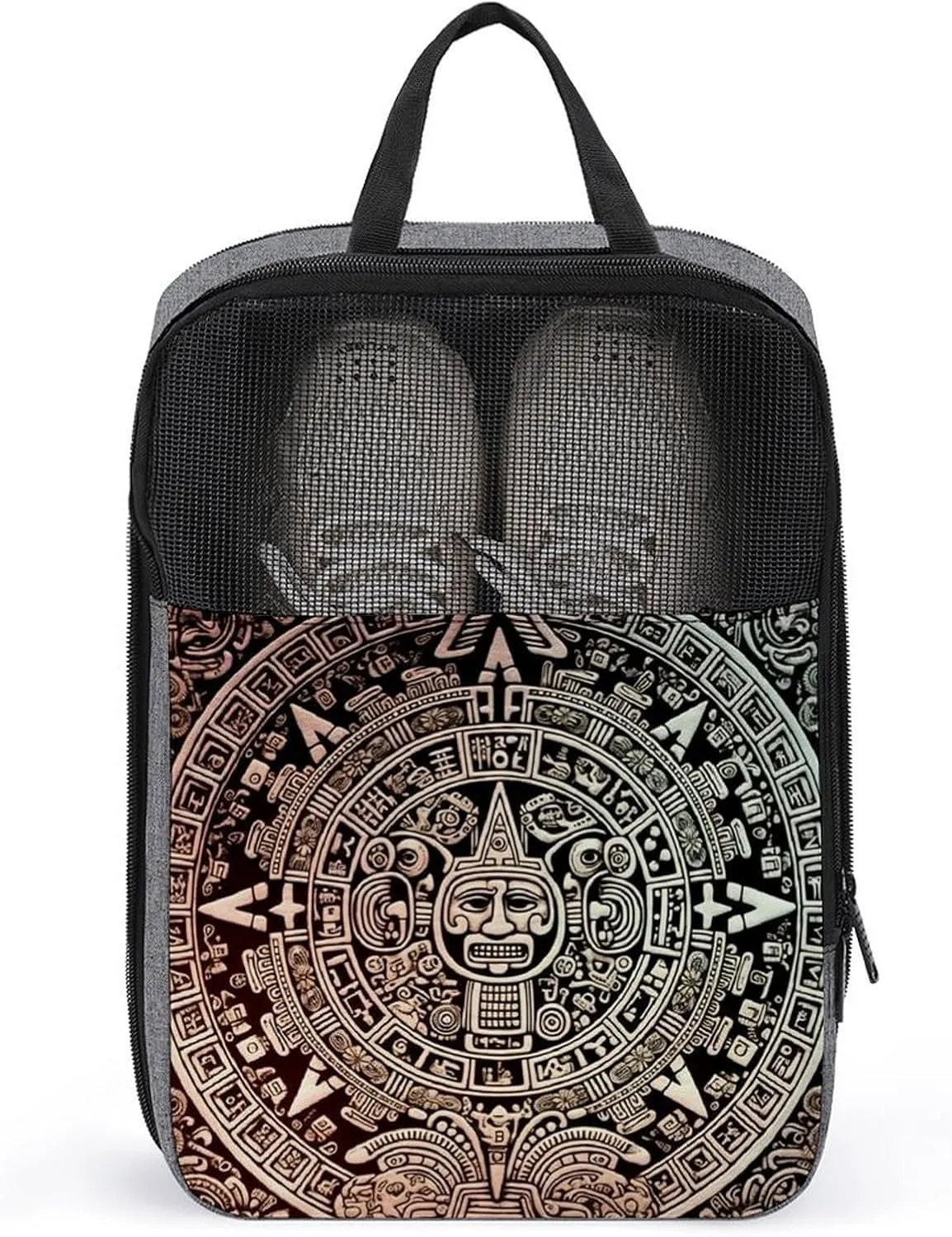 Shoe Organizer with Handle Travel Bags Portable Travel Shoe Storage Bag Travel Mayan Calendar End Of The World Printed Shoe Bags for Men Women