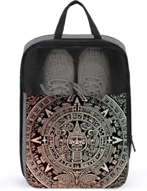 Shoe Organizer with Handle Travel Bags Portable Travel Shoe Storage Bag Travel Mayan Calendar End Of The World Printed Shoe Bags for Men Women