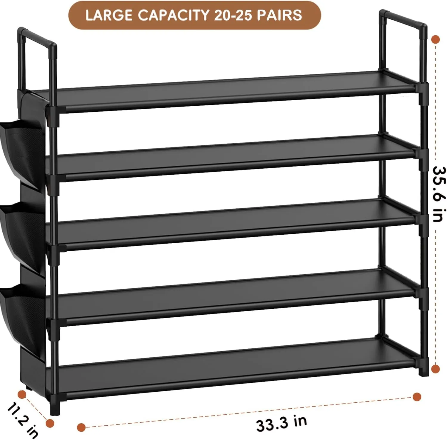 Shoe Rack 5 Tier Shoe Organizer Storage 20-25 Pairs Shoes Rack for Closet Shoes Rack Organizer Entryway Shoe Holder Space Saving Shoe Shelf Shoe Stand Large Tall Shoes Tower Garage Door