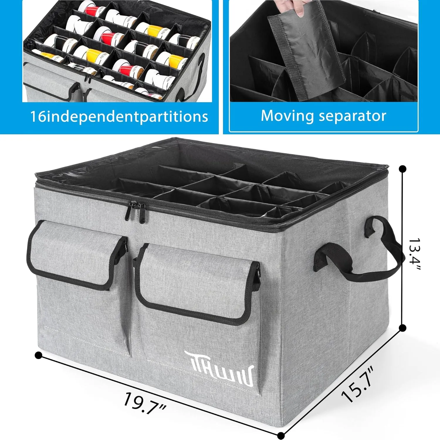 Shoe Storage Organizer with Transparent Cover & Adjustable Dividers for Shoes（can storage 16 pairs）, Blankets, Handbags, Linen, Clothing, Gray