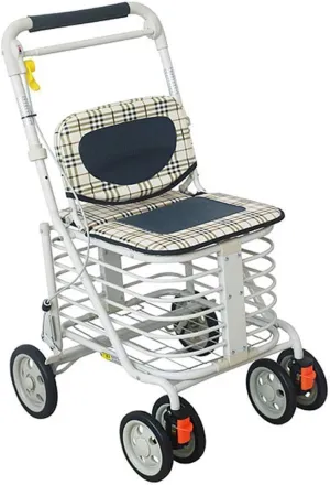 Shopping Trolley Senior, Multifunctional Walker, Six-Wheeled Universal Rolling Bicycle with Brake, Folding Portable Free Installation Elderly Fishing Small Pull Cart