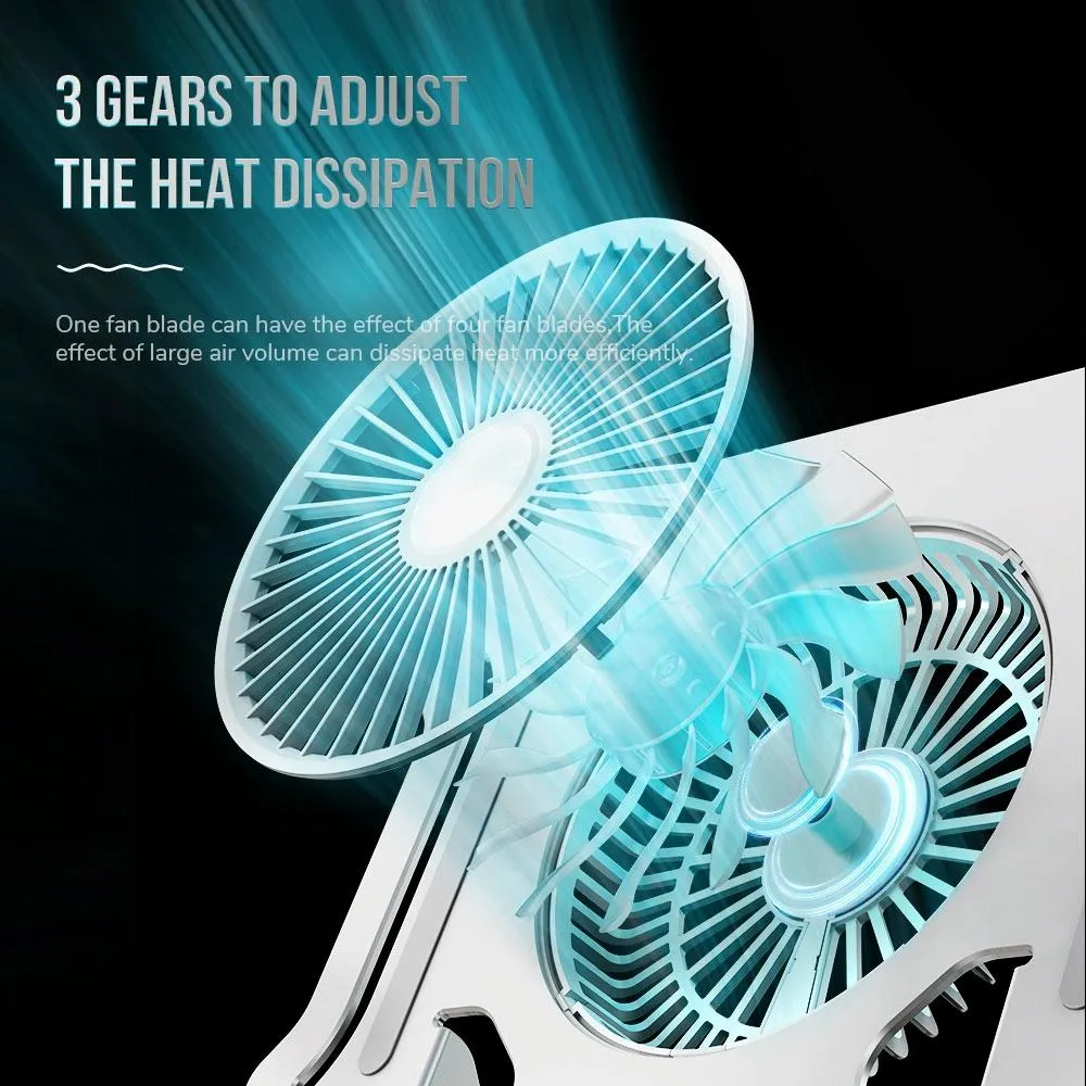 Silver Foldable Laptop Bracket with Fan - Space-saving Design