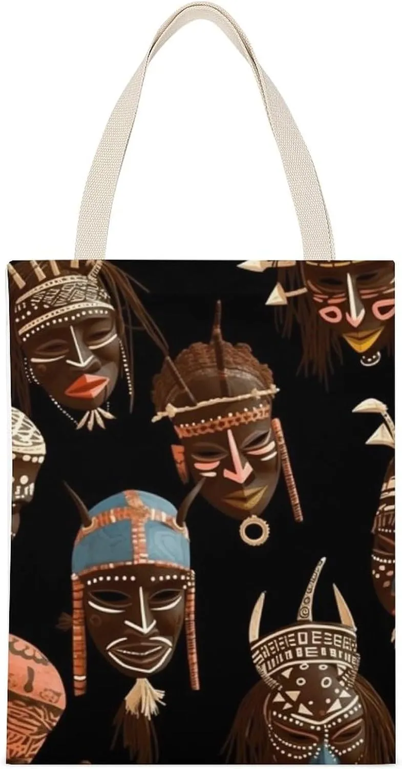 Single-sided Printed Handbag,African Ritual Ethnic Tribal Print Non-woven Canvas Tote Bag,fashionable Large-capacity Canvas Bag