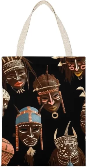 Single-sided Printed Handbag,African Ritual Ethnic Tribal Print Non-woven Canvas Tote Bag,fashionable Large-capacity Canvas Bag