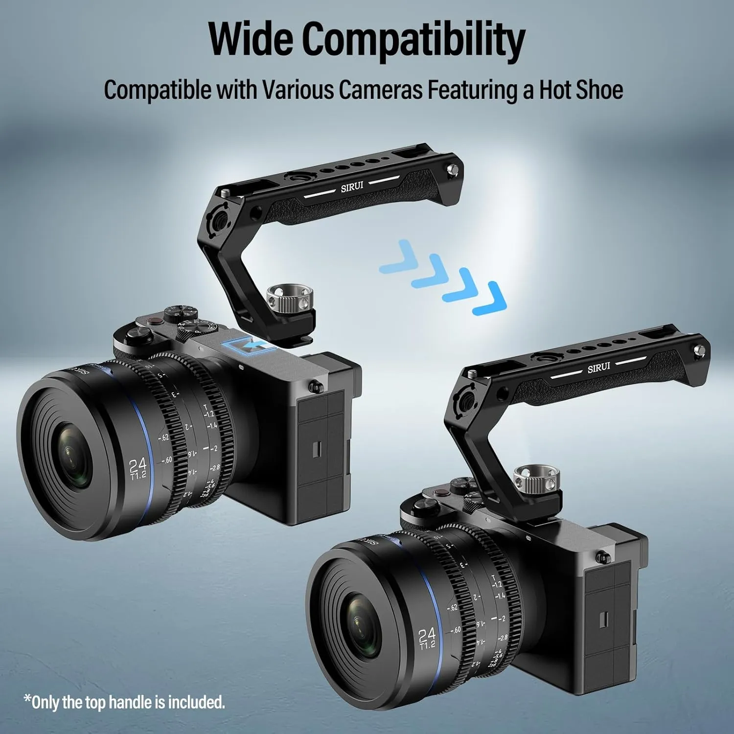 SIRUI Cold Shoe Mount Camera Top Handle, Universal Camera Cage Top Hand Grip with Anti-Off Designed Cold Shoe Adapter, and Multiple Mounting Points, AM-THC