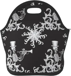 skeleton gothic music pipe and a plant black Insulated Lunch box Food Bag Neoprene Handbag lunchbox Cooler warm Pouch Tote bag