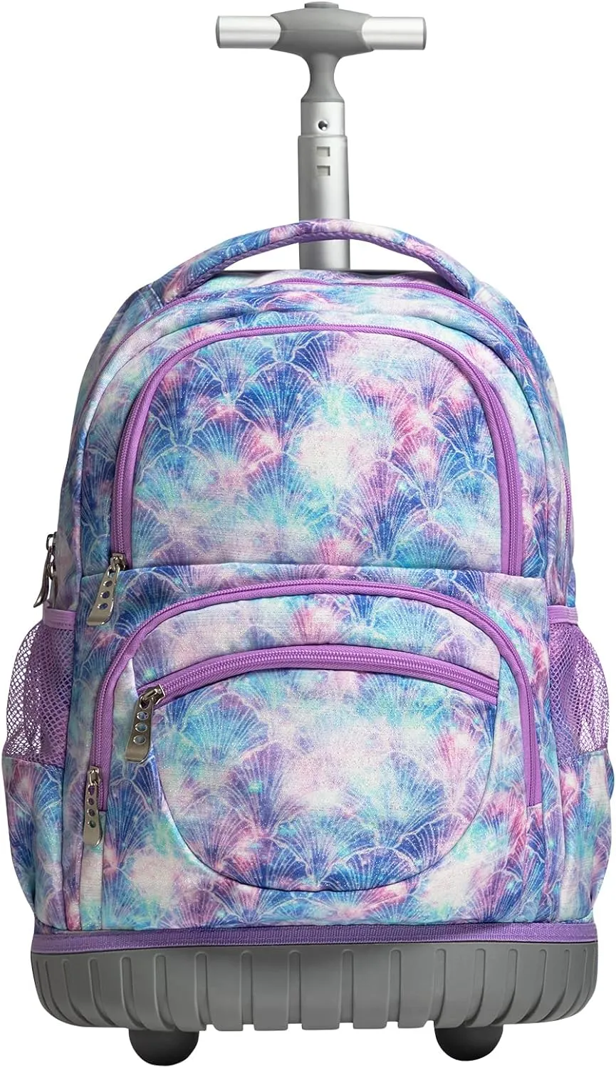 SKYMOVE 18 inches Wheeled Rolling Backpack Multi-Compartment College Books Laptop Bag Business Trip Carry-on