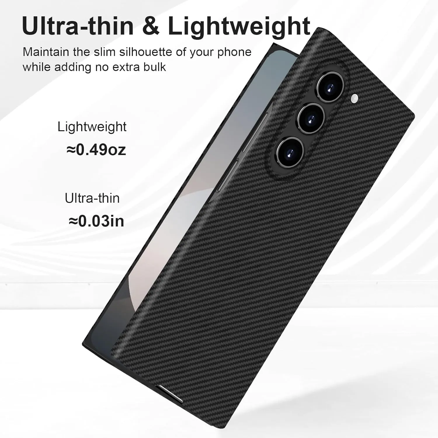 Slim and Thin Carbon Fiber Case Compatible with Samsung Galaxy Z Fold 6, 600D Aramid Fiber Z Fold6 Cover for Men and Women, Supports Wireless Charging, Matte Black Gray