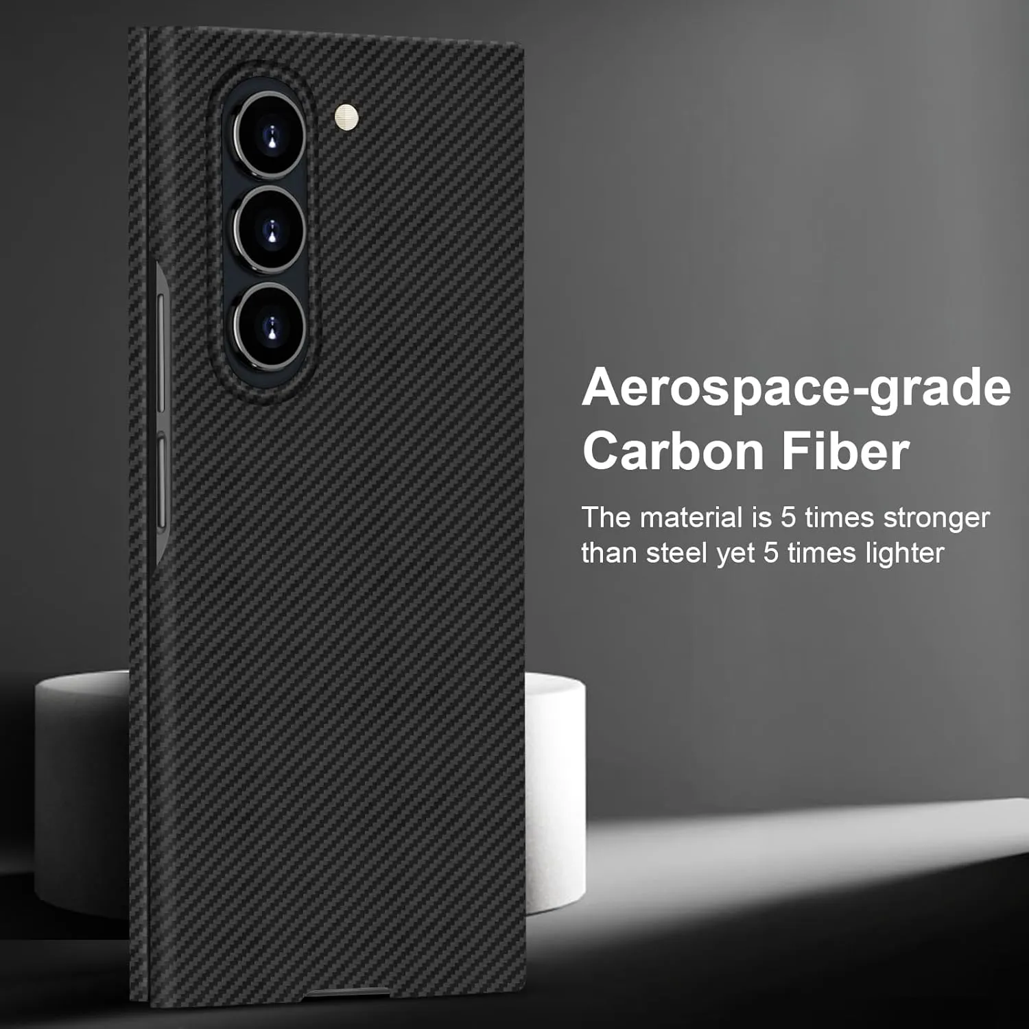 Slim and Thin Carbon Fiber Case Compatible with Samsung Galaxy Z Fold 6, 600D Aramid Fiber Z Fold6 Cover for Men and Women, Supports Wireless Charging, Matte Black Gray