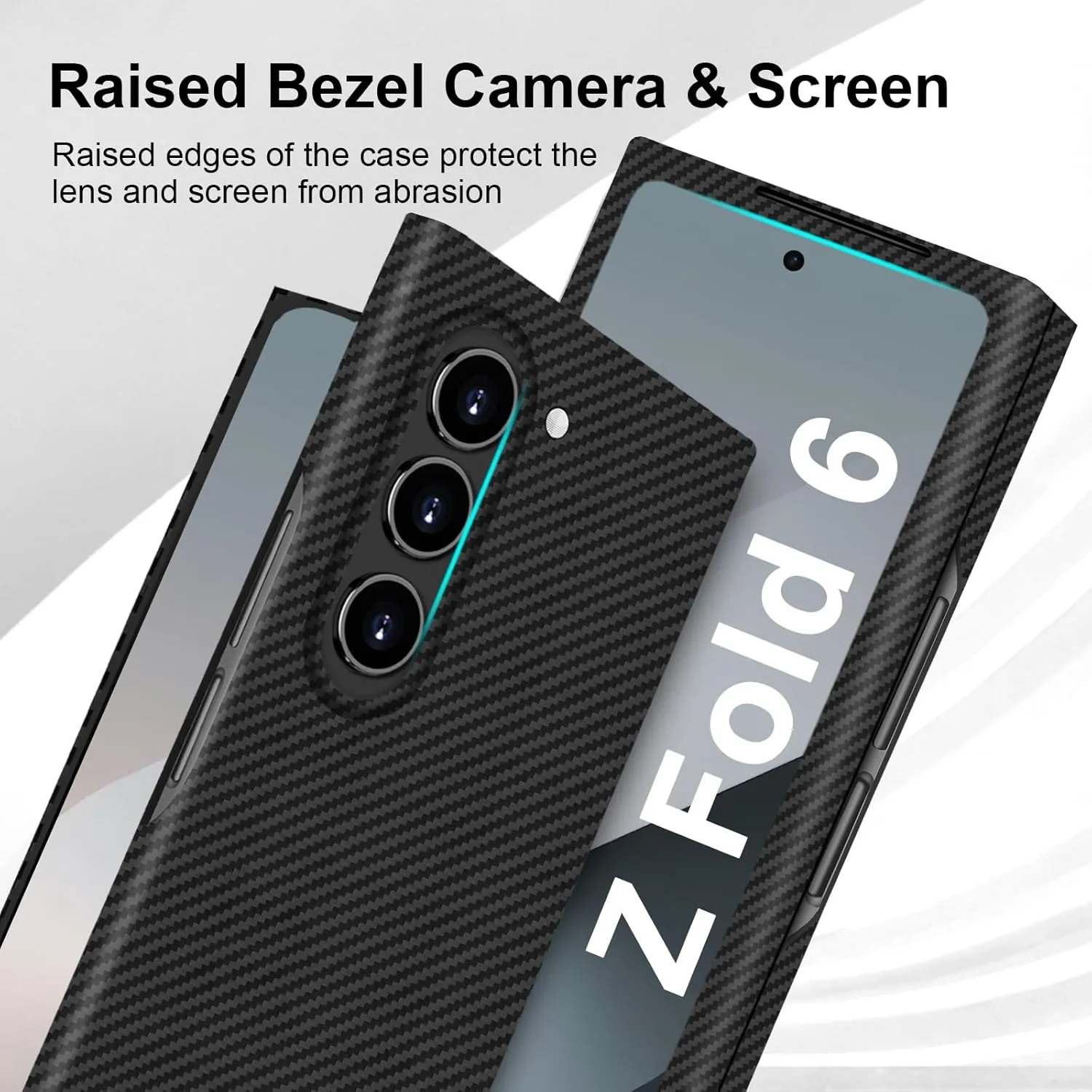 Slim and Thin Carbon Fiber Case Compatible with Samsung Galaxy Z Fold 6, 600D Aramid Fiber Z Fold6 Cover for Men and Women, Supports Wireless Charging, Matte Black Gray