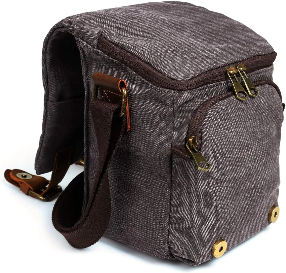 Small Camera Bag/Case, Vintage Canvase Leather Trim DSLR SLR Camera Shoulder Messenger Sling Bag