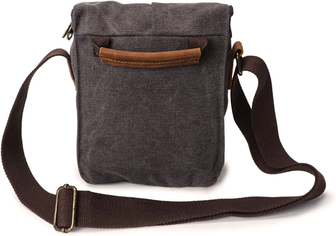 Small Camera Bag/Case, Vintage Canvase Leather Trim DSLR SLR Camera Shoulder Messenger Sling Bag