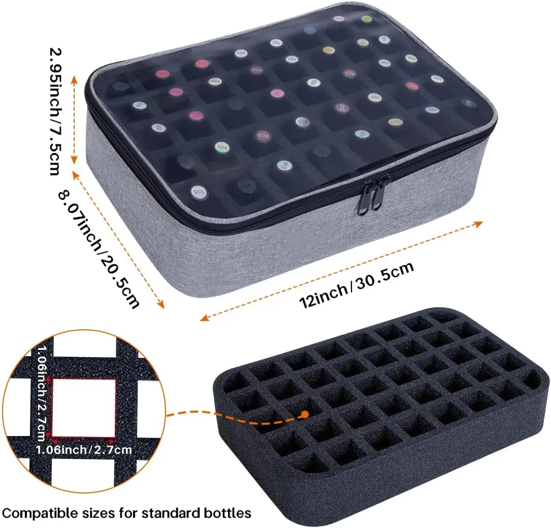 Small Clear Nail Polish Organizer Holds 40 bottles(15ml-0.5fl.oz) Nail Polish Case Multifunctional Nail Polish Bag organizer, Cosmetic Travel Makeup Bags for Women Gray