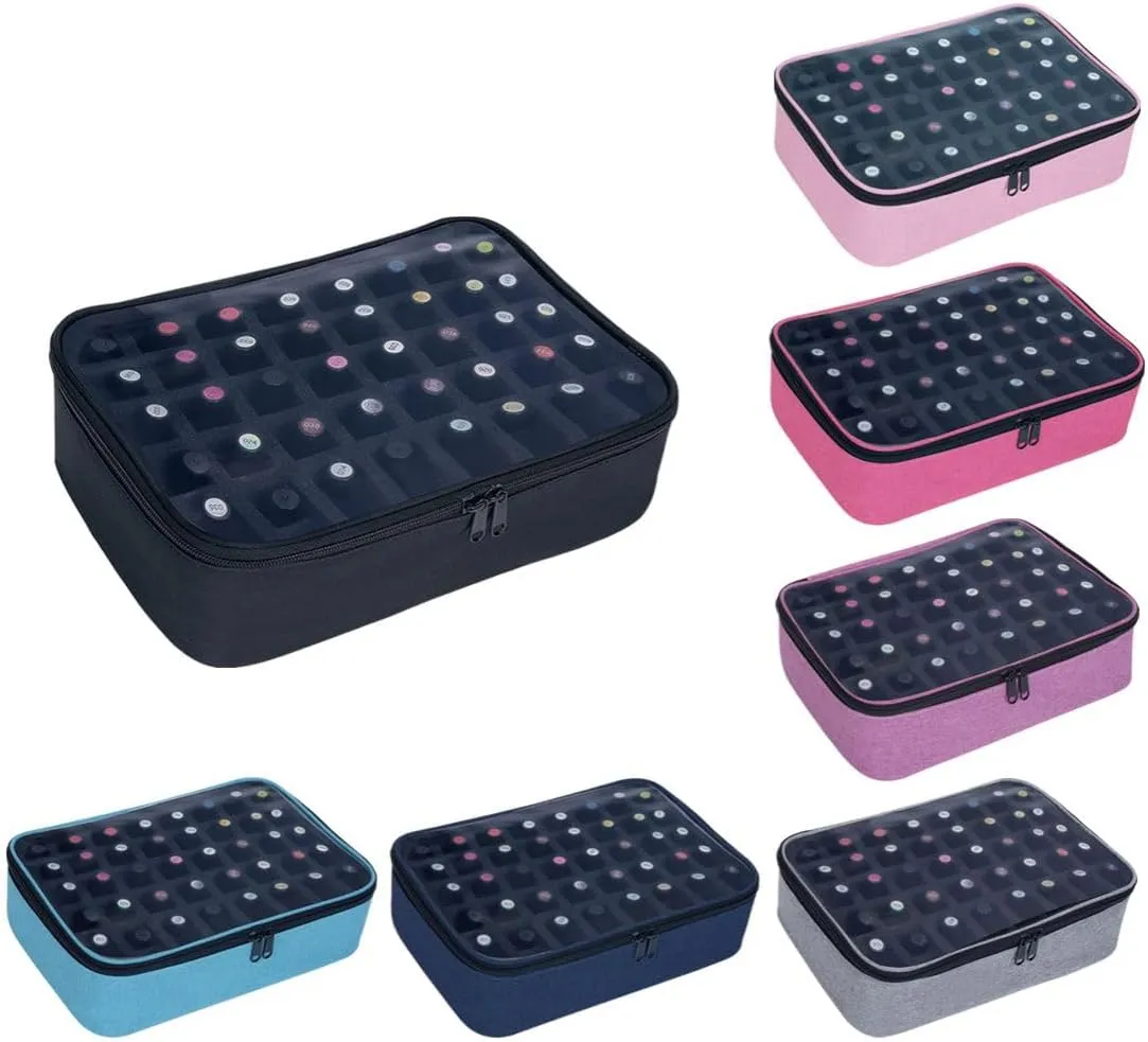 Small Clear Nail Polish Organizer Holds 40 bottles(15ml-0.5fl.oz) Nail Polish Case Multifunctional Nail Polish Bag organizer, Cosmetic Travel Makeup Bags for Women Gray